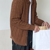 DAZY Cardigan De Punto De Cable Para Hombre Con Botones Frontales