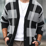 Manfinity Homme Cardigan Para Hombre Con Cierre De Botones Y Diseno A Cuadros