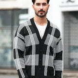 Manfinity Homme Cardigan Para Hombre Con Cierre De Botones Y Diseno A Cuadros