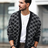 Manfinity Homme Cardigan De Gran Tamano Para Hombre Con Botones A Cuadros