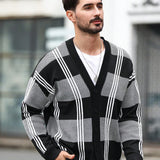 Manfinity Homme Cardigan Para Hombre Con Cierre De Botones Y Diseno A Cuadros