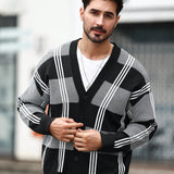 Manfinity Homme Cardigan Para Hombre Con Cierre De Botones Y Diseno A Cuadros