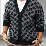 Manfinity Homme Cardigan De Gran Tamano Para Hombre Con Botones A Cuadros