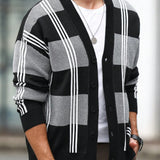 Manfinity Homme Cardigan Para Hombre Con Cierre De Botones Y Diseno A Cuadros