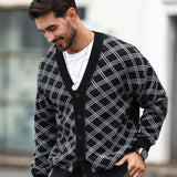 Manfinity Homme Cardigan De Gran Tamano Para Hombre Con Botones A Cuadros