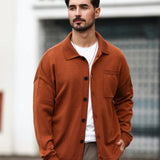 Manfinity Homme Chaqueton Para Hombre Con Botones, Bolsillos Con Parche Y Diseno De Hombros Caidos