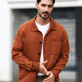 Manfinity Homme Chaqueton Para Hombre Con Botones, Bolsillos Con Parche Y Diseno De Hombros Caidos