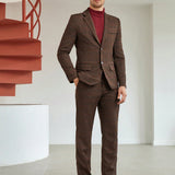 Manfinity Mode Hombres de cuadros con boton Pantalones con blazer Traje Set