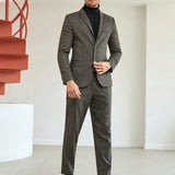 Manfinity Mode Hombres Conjunto pantalones con blazer de cuadros con boton