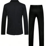 Manfinity Mode Conjunto De Chaqueta De Traje De Doble Botonadura De Cuello Chal Para Hombre Con Chaleco Y Pantalon