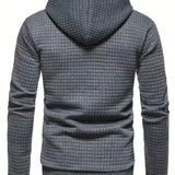 Sudadera Con Capucha De Textura Solida Para Hombre Con Cordon