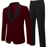 Manfinity AFTRDRK Conjunto De Chaqueta De Traje Y Pantalon Con Cuello De Solapa Para Hombre En Bloque De Color