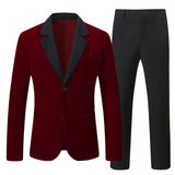 Manfinity AFTRDRK Conjunto De Chaqueta De Traje Y Pantalon Con Cuello De Solapa Para Hombre En Bloque De Color