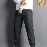 Manfinity Homme Pantalon De Chandal Suelto Para Hombre Con Cintura Ajustable Y Forro Polar En Un Solo Color