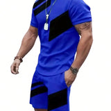 Manfinity Homme Hombres Camiseta de color combinado & Shorts de cintura con cordon