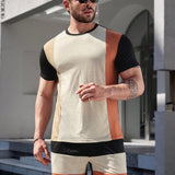Manfinity Homme Conjunto De Dos Piezas De Camiseta Y Pantalones Cortos Con Bloques De Color Para Hombre