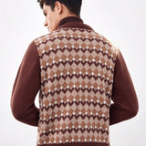 Manfinity Homme Cardigan Con Patchwork A Cuadros De Diamantes Para Hombre