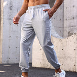 Manfinity Sport Streetwear Pantalones Deportivos Para Hombres Con Cintura Con Cordon Y Bolsillos Diagonales