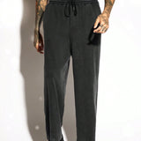 Manfinity EMRG Pantalones Casuales De Chandal De Color Solido Para Hombre Con Cordon En La Cintura