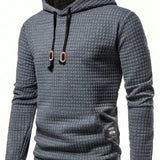 Sudadera Con Capucha De Textura Solida Para Hombre Con Cordon