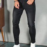 Manfinity Homme Hombres Jeans ajustados con bolsillo oblicuo