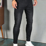 Manfinity Homme Hombres Jeans ajustados con bolsillo oblicuo