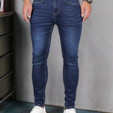 Manfinity Homme Hombres Jeans ajustados algodon con lavado