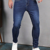 Manfinity Homme Hombres Jeans ajustados algodon con lavado