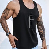 Manfinity Homme Top De Tanque De Talla Grande Para Hombres Con Patron De Herramienta En La Parte Posterior Y Estampado De Cruz