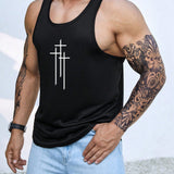 Manfinity Homme Top De Tanque De Talla Grande Para Hombres Con Patron De Herramienta En La Parte Posterior Y Estampado De Cruz