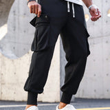 Manfinity Hypemode Pantalones De Chandal Para Hombre Con Cintura Elastica Y Cordon, Holgados Con Bolsillos Multiples