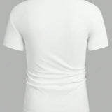 Manfinity Basics Camiseta De Manga Corta Con Cuello En V Y Color Solido Para Hombre