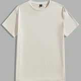 Manfinity Basics Camiseta Casual De Punto Para Hombre Con Cuello Redondo Y Mangas Cortas