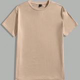 Manfinity Basics Camiseta Casual De Punto Para Hombre Con Cuello Redondo Y Mangas Cortas