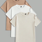 Manfinity Basics Camiseta Casual De Punto Para Hombre Con Cuello Redondo Y Mangas Cortas