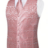 Chaleco De Traje De Punto Con Botones Y Estampado Jacquard De Cachemira Para Hombres, Ideal Para San Valentin