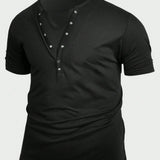 Manfinity Homme Camiseta De Manga Corta Con Cuello De Solapa Para Hombre