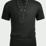 Manfinity Homme Camiseta De Manga Corta Con Cuello De Solapa Para Hombre