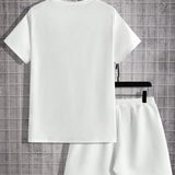 Manfinity Hypemode Men's White Knit Short Sleeve T-Shirt And Short Set