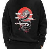 Sudadera Con Cuello Redondo Y Estampado De Dragon Para Hombre