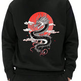 Sudadera Con Cuello Redondo Y Estampado De Dragon Para Hombre