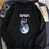 Sudadera Con Forro Termico Y Estampado De Letras Y Astronauta De Talla Grande Para Hombre