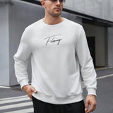 Manfinity Homme Sudadera Casual De Cuello Redondo Y Talla Grande Para Hombre Con Patron De Letras Y Tejido De Punto