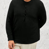 Manfinity Homme Plus Size Men's Woven Casual Long Sleeve Shirt
