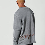 SUMWON Double Layer Long Sleeve Tee With Embroidered Logo