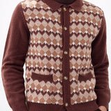 Manfinity Homme Cardigan Con Patchwork A Cuadros De Diamantes Para Hombre