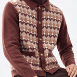 Manfinity Homme Cardigan Con Patchwork A Cuadros De Diamantes Para Hombre