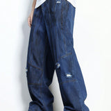 ROMWE Grunge Punk Jeans De Hombre Simples De Color Solido Y Con Aspecto Envejecido