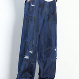 ROMWE Grunge Punk Jeans De Hombre Simples De Color Solido Y Con Aspecto Envejecido