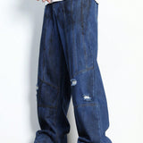 ROMWE Grunge Punk Jeans De Hombre Simples De Color Solido Y Con Aspecto Envejecido